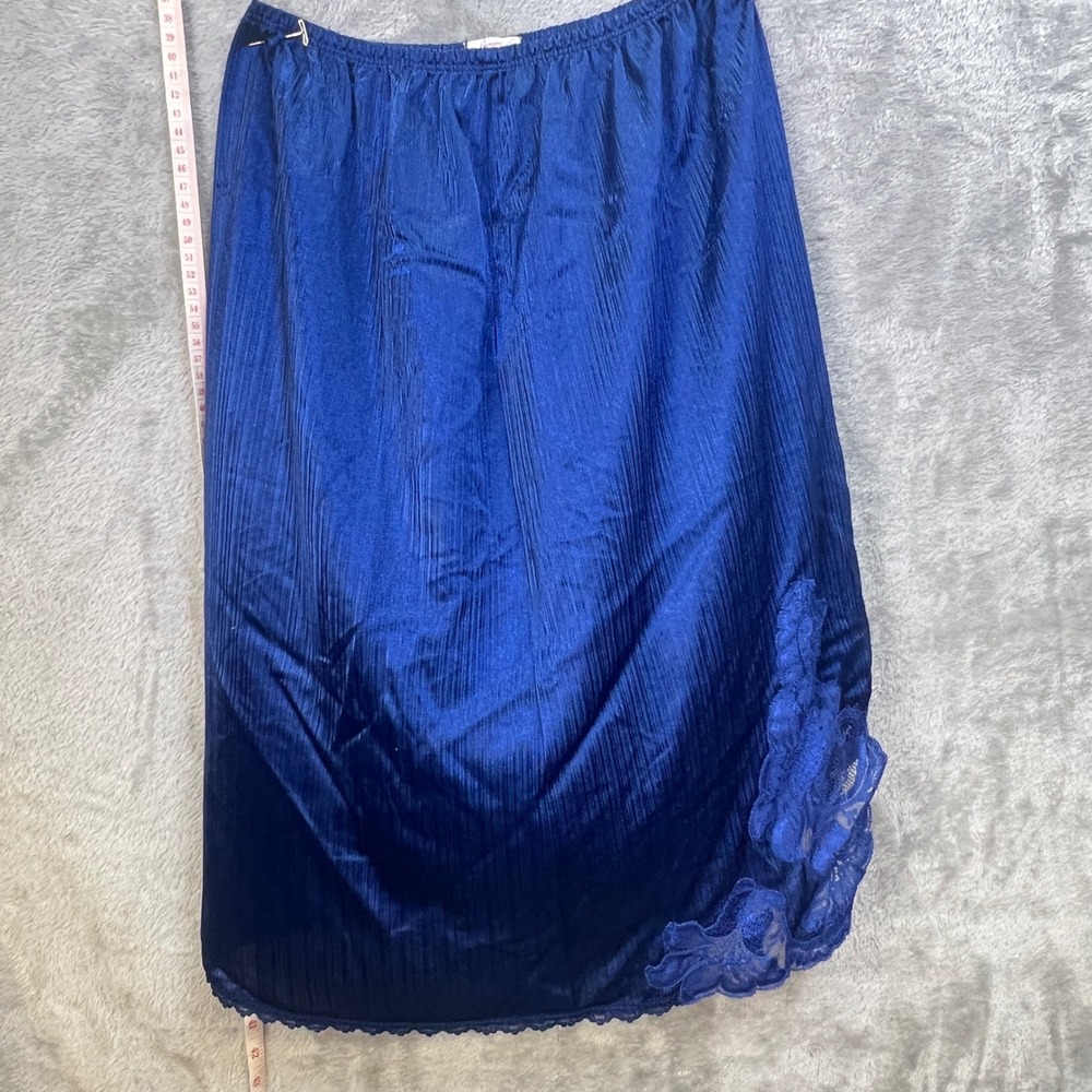 Henson Kickernick Vintage Royal Blue Lace Trim Half Slip Rockabilly Coquette